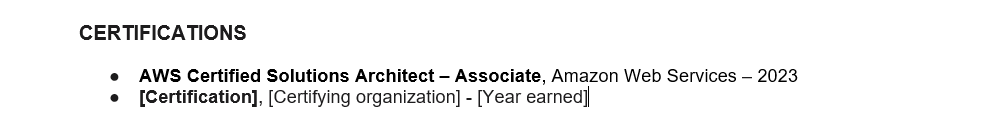 How to add certificate in chronological resume