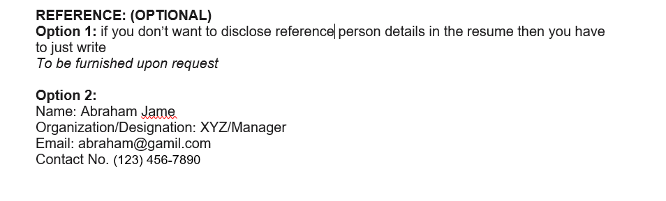 references in chronological resume