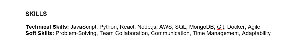 Skills in chronological resume